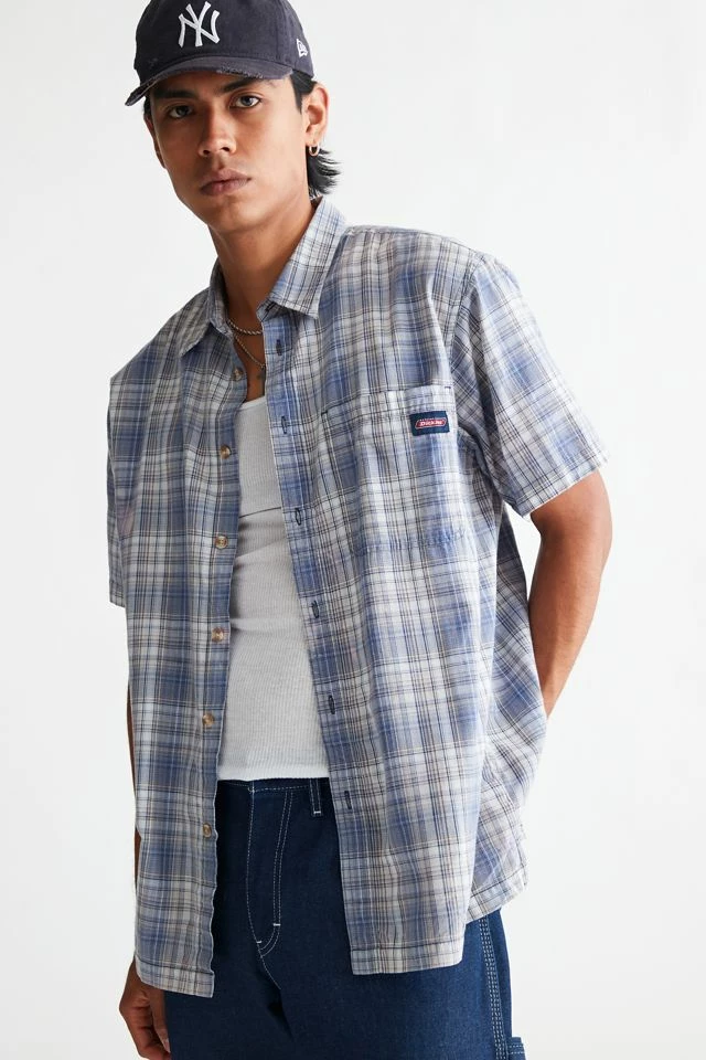 Best deal 😉 Men's Urban Renewal Vintage Dickies Plaid 👚 Shirt Blue 😉 - Image 4