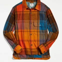 New 😀 Men's BDG Mason Speckled Plaid Overshirt Red 😀