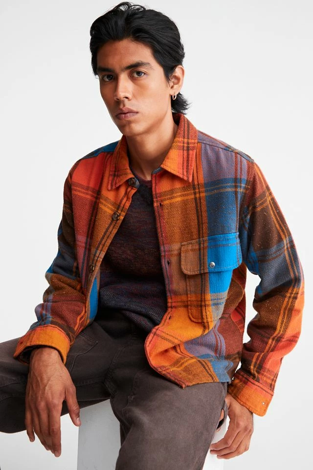 New ๐ Men's BDG Mason Speckled Plaid Overshirt Red ๐ - Image 2