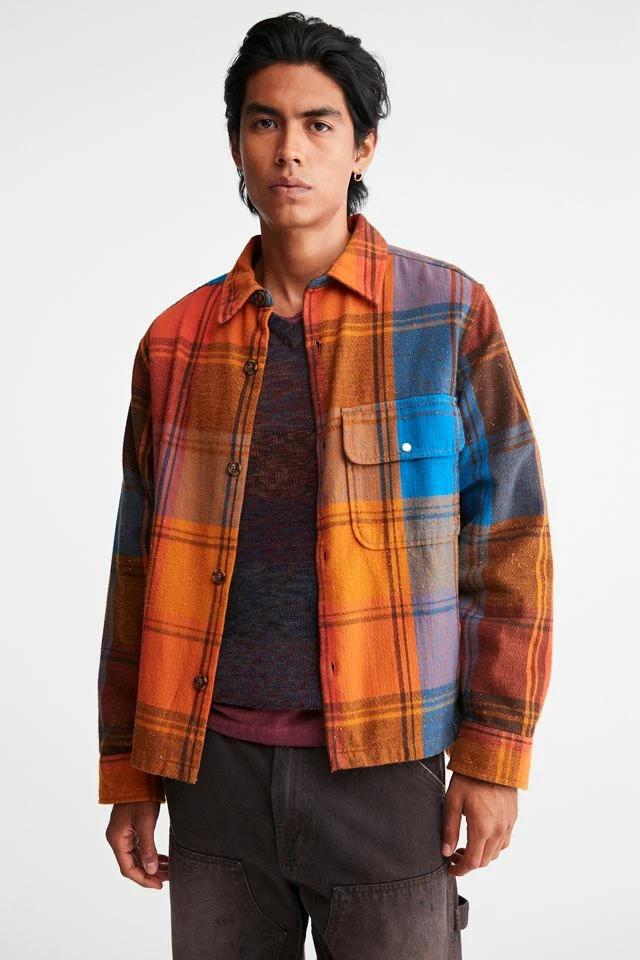 New ๐ Men's BDG Mason Speckled Plaid Overshirt Red ๐ - Image 4