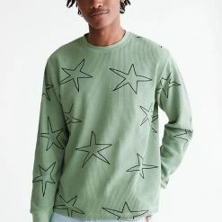 Budget 🤩 Men's OBEY UO Exclusive Stars Thermal Long Sleeve Tee Ivory 😀