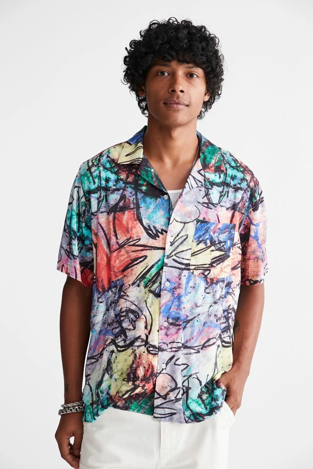 Promo ๐ Urban Outfitters Men's UO Abstract Doodle Rayon ๐ Shirt Assorted โญ