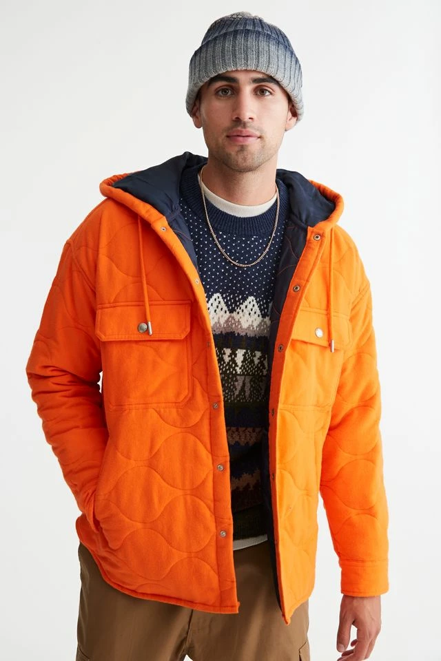 Best Sale π Men's BDG Flannel Quilted Hooded π Shirt Jacket Orange π