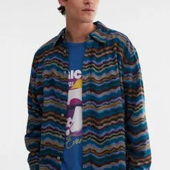 Outlet 🛒 Men's BDG Kai Flannel Overshirt Blue Multi 💯