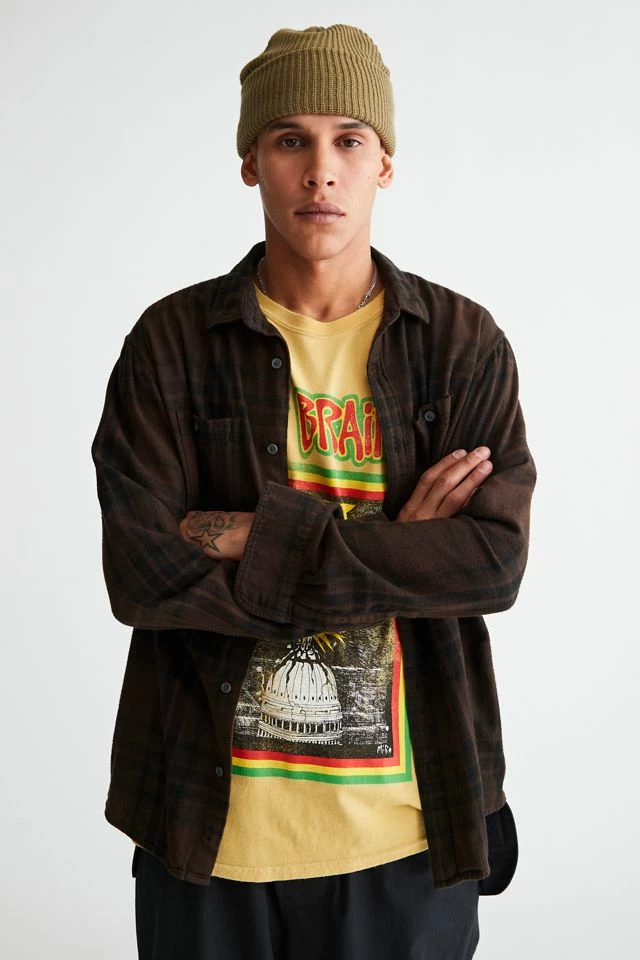 Cheapest ๐ Men's Urban Renewal Remade Overdyed Flannel ๐ Shirt Brown ๐ - Image 2