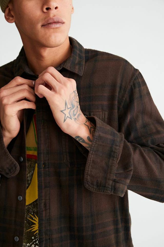 Cheapest ๐ Men's Urban Renewal Remade Overdyed Flannel ๐ Shirt Brown ๐ - Image 5