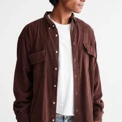 Best Pirce 🛒 Men's Urban Renewal Remade Overdyed Cord 👕 Shirt Brown 🎉