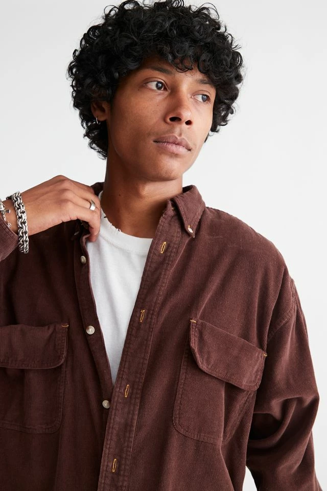 Best Pirce π Men's Urban Renewal Remade Overdyed Cord π Shirt Brown π - Image 4