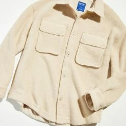 Best deal 😉 Men's Without Walls Xander Blocked High Pile Fleece Overshirt Cream 🎉