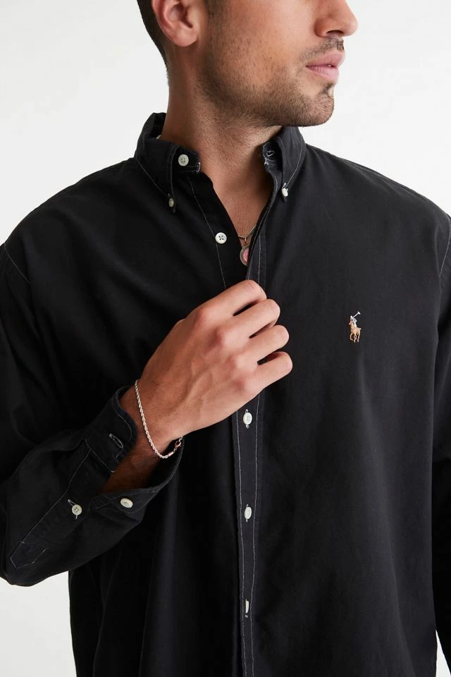 Cheapest ๐ Men's Urban Renewal Remade Polo Ralph Lauren Overdyed Button-Down ๐ Shirt Black โค๏ธ - Image 3