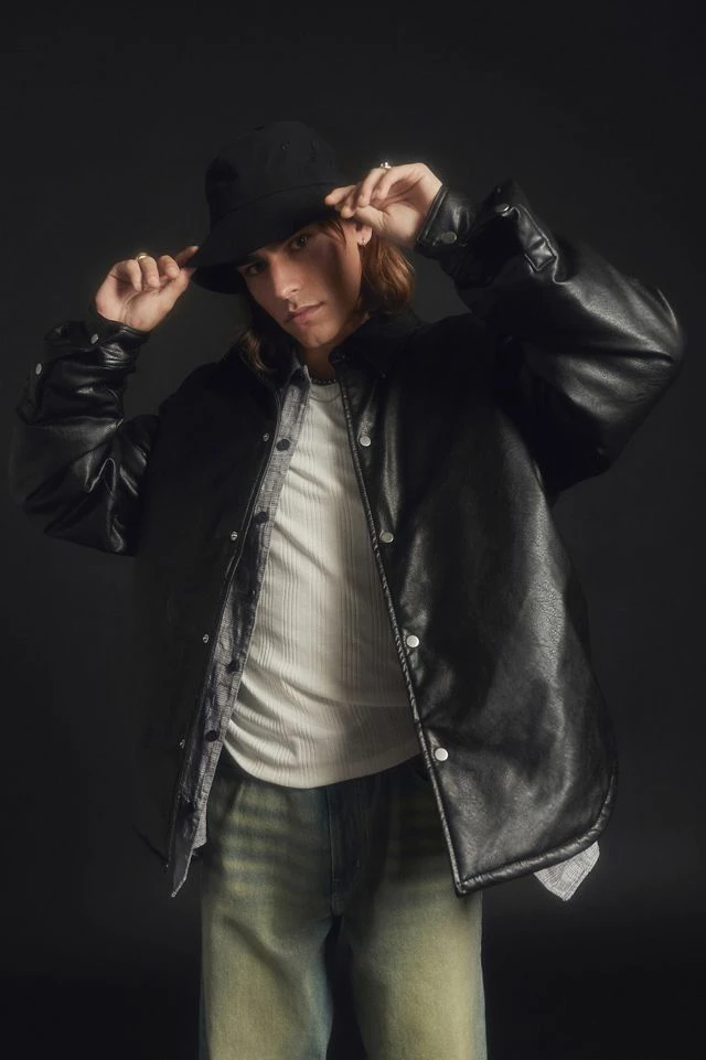 Best reviews of 💯 Men's Standard Cloth Clay Filled Faux Leather 👕 Shirt Jacket Black 😍