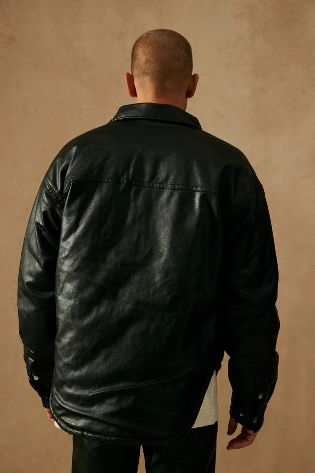 Best reviews of 💯 Men's Standard Cloth Clay Filled Faux Leather 👕 Shirt Jacket Black 😍 - Image 6