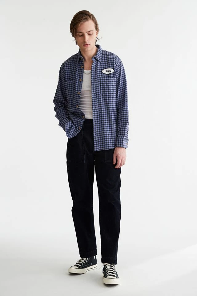 Hot Sale ๐ Men's OBEY Carter Solid Woven ๐ Shirt Lavender ๐ - Image 2