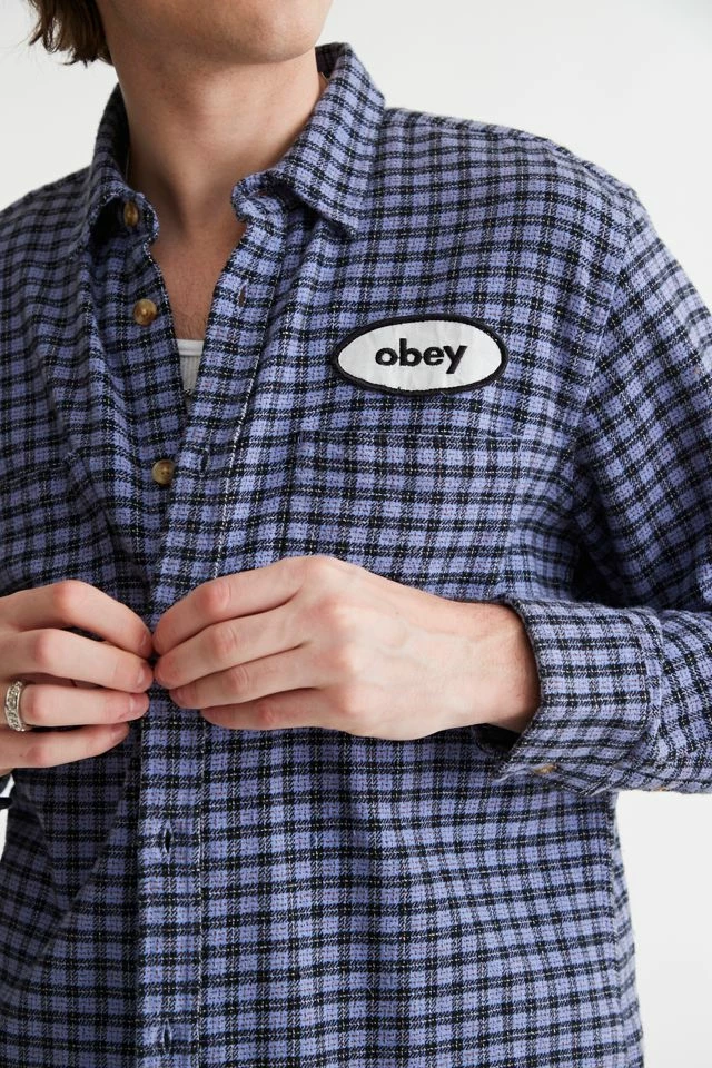 Hot Sale ๐ Men's OBEY Carter Solid Woven ๐ Shirt Lavender ๐ - Image 3