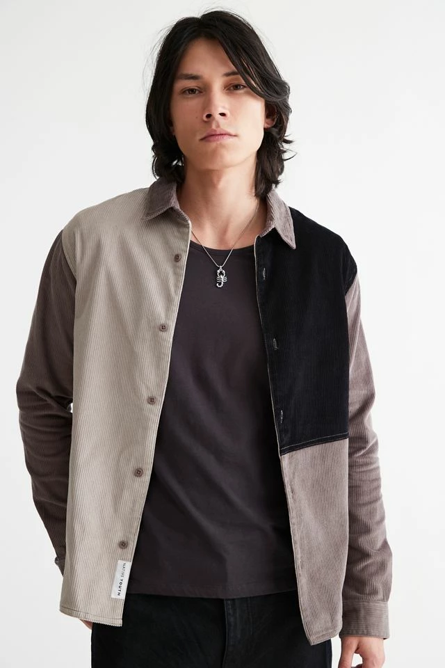 Deals โญ Men's Native Youth Wren Patchwork Cord ๐ Shirt Grey Multi ๐