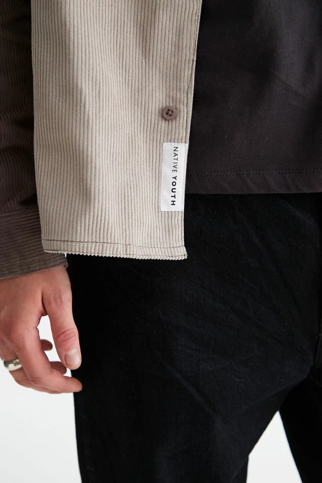 Deals โญ Men's Native Youth Wren Patchwork Cord ๐ Shirt Grey Multi ๐ - Image 3