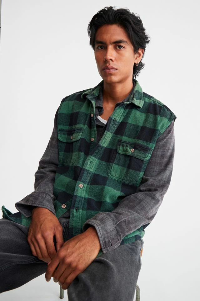 Cheapest π Men's Urban Renewal Remade Sleeveless Cutoff Flannel π Shirt Blue π
