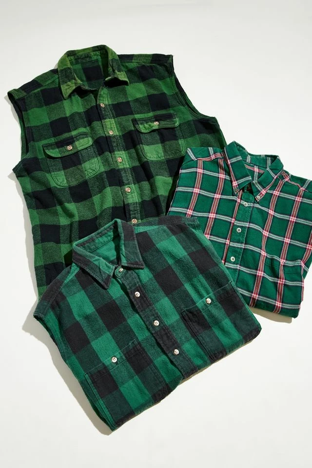 Cheapest π Men's Urban Renewal Remade Sleeveless Cutoff Flannel π Shirt Blue π - Image 2