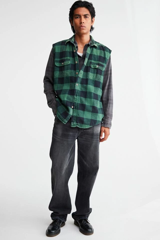 Cheapest π Men's Urban Renewal Remade Sleeveless Cutoff Flannel π Shirt Blue π - Image 3