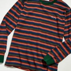 Brand new 🧨 Men's OBEY Stripe Complex Long Sleeve Tee Brown Multi 🤩