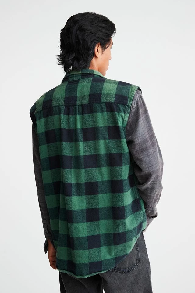 Cheapest π Men's Urban Renewal Remade Sleeveless Cutoff Flannel π Shirt Blue π - Image 5