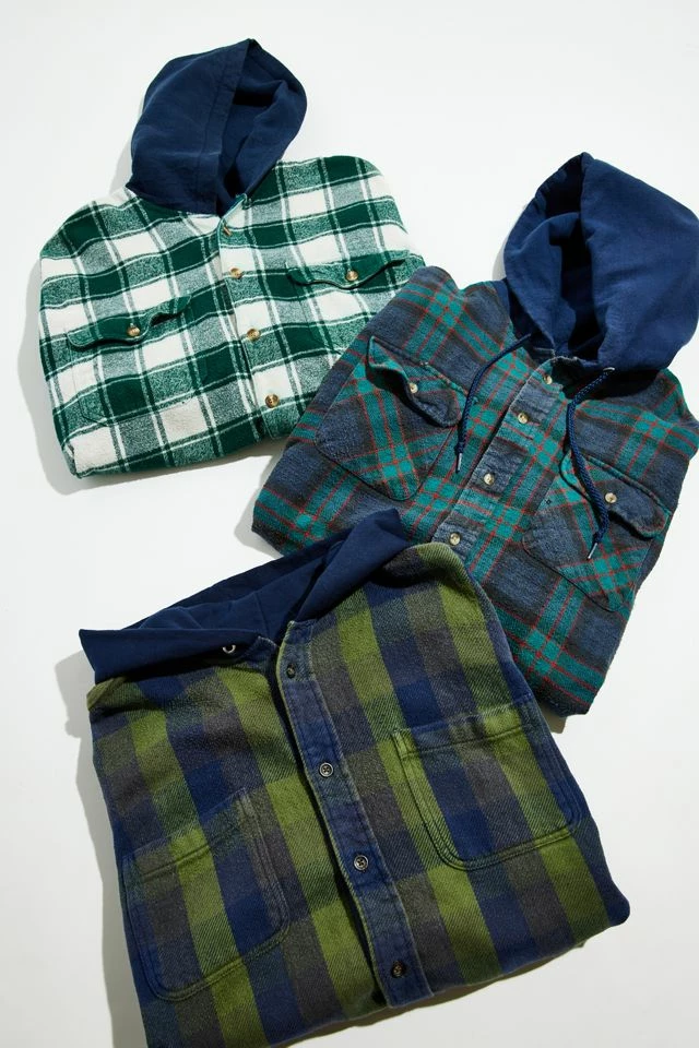 Coupon โญ Men's Urban Renewal Remade Hooded Heavy Flannel ๐ Shirt Green ๐ฏ