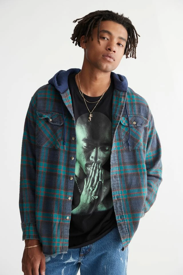Coupon โญ Men's Urban Renewal Remade Hooded Heavy Flannel ๐ Shirt Green ๐ฏ - Image 3