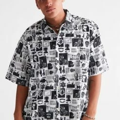 Best Pirce ⌛ Levi's Men's Levi’s X Universal Monsters Slouchy Button-Down 👕 Shirt Black + White 🧨