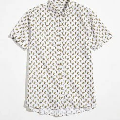 Promo 🛒 Men's Peau De Loup UO Exclusive Short Sleeve Button-Down 👚 Shirt White 🛒