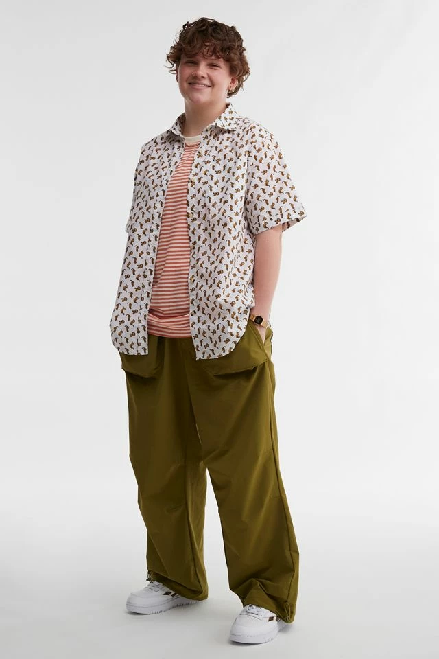 Promo π Men's Peau De Loup UO Exclusive Short Sleeve Button-Down π Shirt White π - Image 3