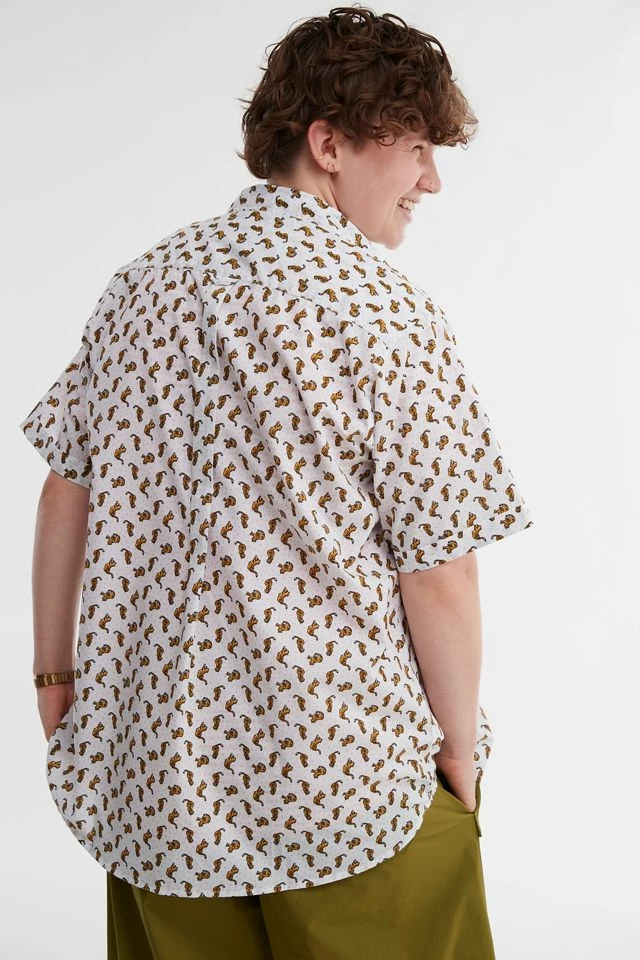 Promo π Men's Peau De Loup UO Exclusive Short Sleeve Button-Down π Shirt White π - Image 5