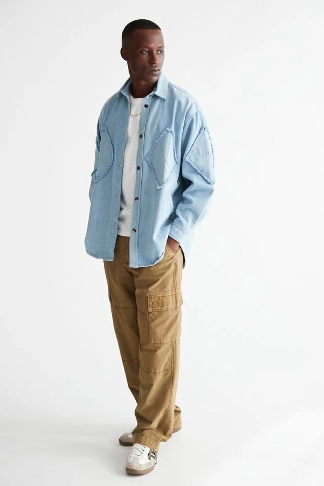 Wholesale ๐ David Catalán Men's David Catalan Rhombus Collared Denim ๐ Shirt Light Blue ๐ฅฐ - Image 2