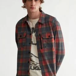 Discount 😀 Men's Dark Seas Cobia Printed Flannel 👕 Shirt Navy 👏