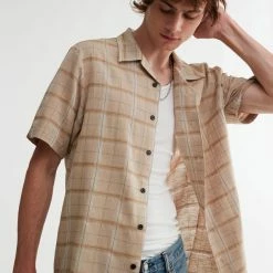 Deals 👍 Men's THRILLS Everlasting Linen Button-Down 👚 Shirt Ivory 😀