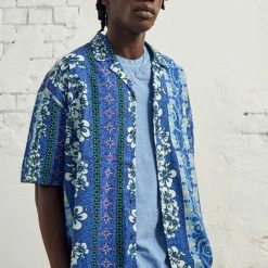 Best reviews of ⌛ Urban Outfitters Men's UO Blue Tropical 👕 Shirt Blue 🌟