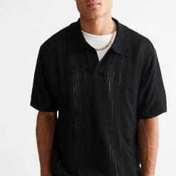 Promo 👏 Urban Outfitters Men's UO Director Popover Polo 👚 Shirt Black ✨
