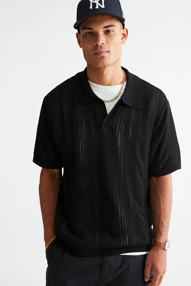 Promo ๐ Urban Outfitters Men's UO Director Popover Polo ๐ Shirt Black โจ