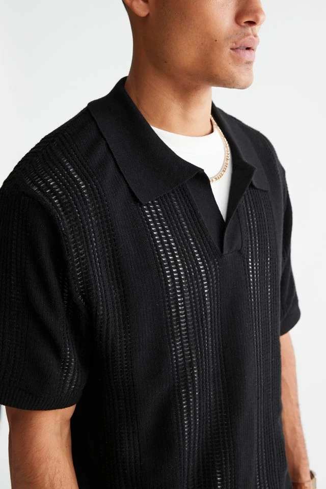 Promo ๐ Urban Outfitters Men's UO Director Popover Polo ๐ Shirt Black โจ - Image 5