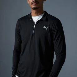 Top 10 ✔️ Men's Puma Run Favorite Quarter Zip Polo 👚 Shirt Black ✨