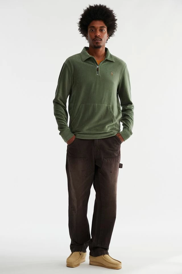Deals โ๏ธ Men's Polo Ralph Lauren Knit Corduroy Half Zip Polo ๐ Shirt Khaki ๐ฅ - Image 2