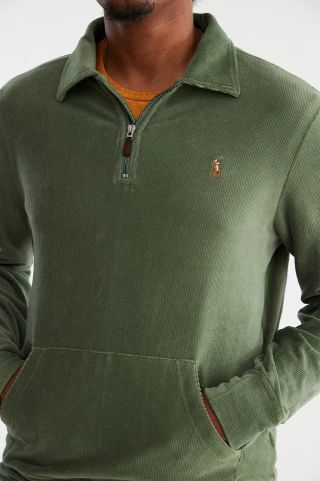 Deals โ๏ธ Men's Polo Ralph Lauren Knit Corduroy Half Zip Polo ๐ Shirt Khaki ๐ฅ - Image 4