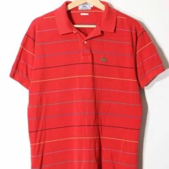 Top 10 😀 Men's Vintage Lacoste Striped Pique Polo 👕 Shirt Red Multi 😉