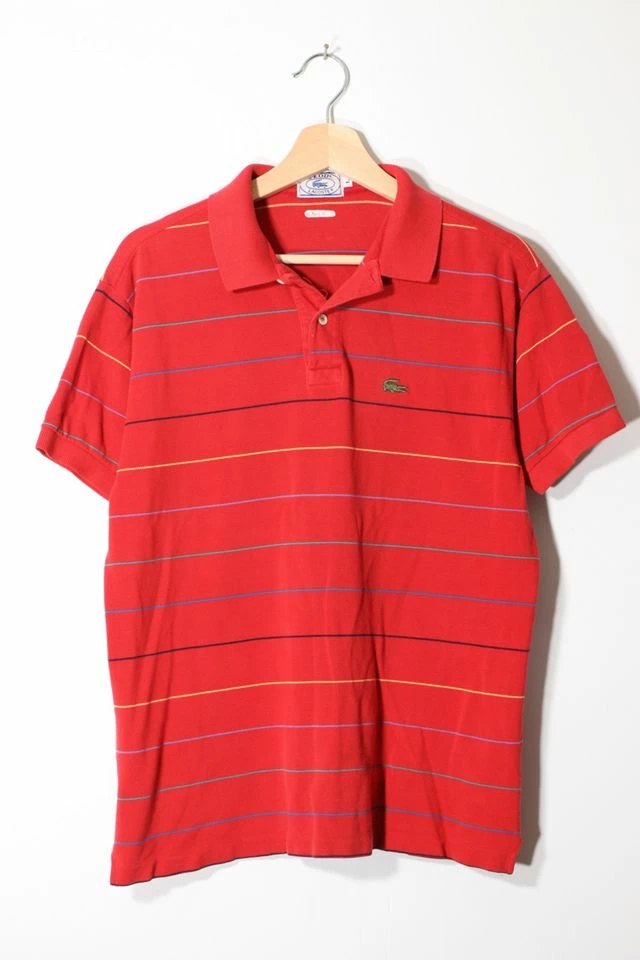 Top 10 π Men's Vintage Lacoste Striped Pique Polo π Shirt Red Multi π