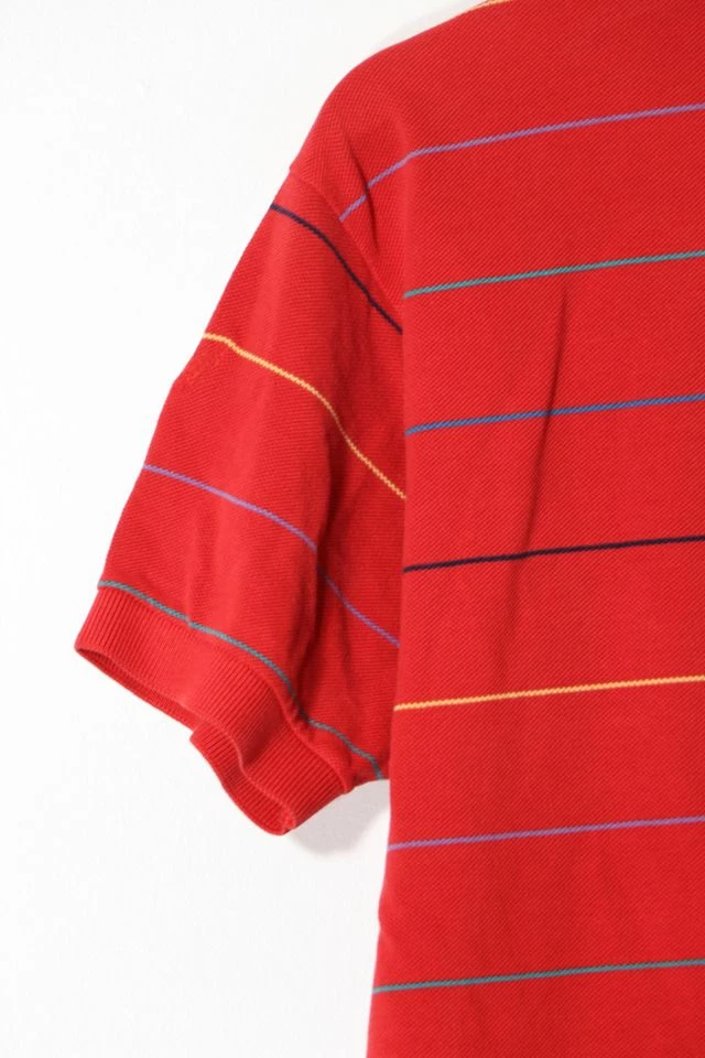 Top 10 π Men's Vintage Lacoste Striped Pique Polo π Shirt Red Multi π - Image 4