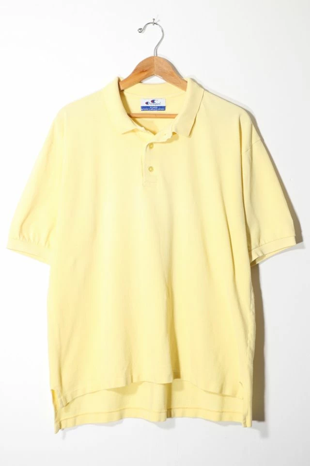 New ๐ฅฐ Men's Vintage Champion Pique Polo ๐ Shirt Yellow ๐ฏ