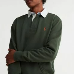 Outlet 😉 Men's Polo Ralph Lauren Pocket Fleece Rugby Sweatshirt Berry ✨