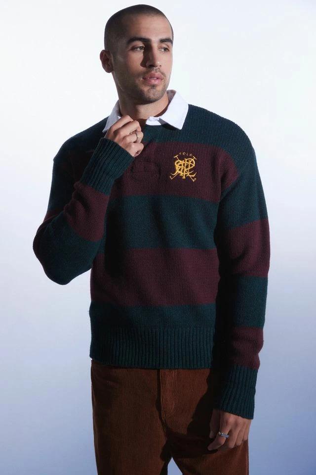 Best Sale 🤩 Men's Polo Ralph Lauren Rugby Sweater Purple Multi 🤩