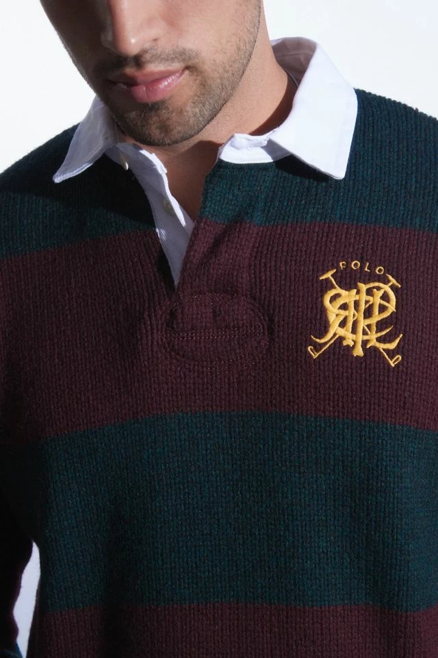 Best Sale 🤩 Men's Polo Ralph Lauren Rugby Sweater Purple Multi 🤩 - Image 3