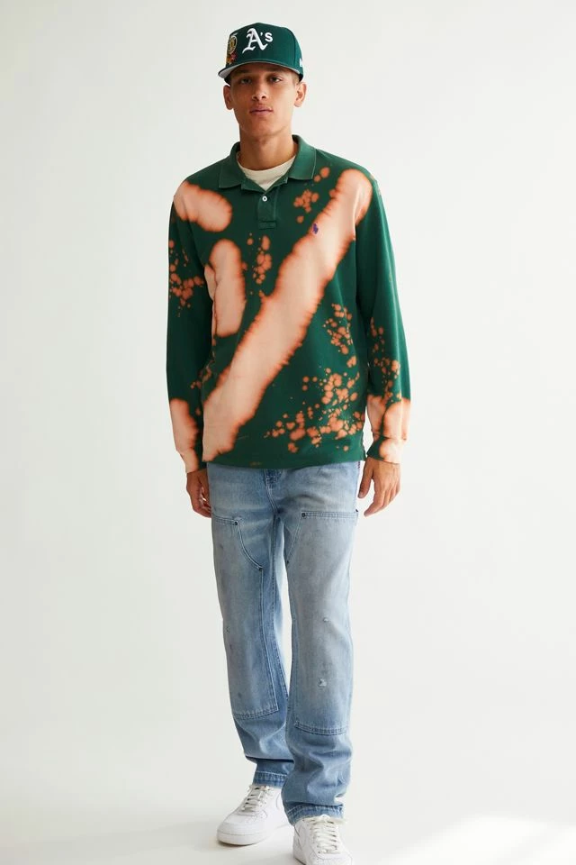 Wholesale ๐ Men's Urban Renewal Remade Bleach Splatter Long Sleeve Polo ๐ Shirt Dark ๐คฉ - Image 2