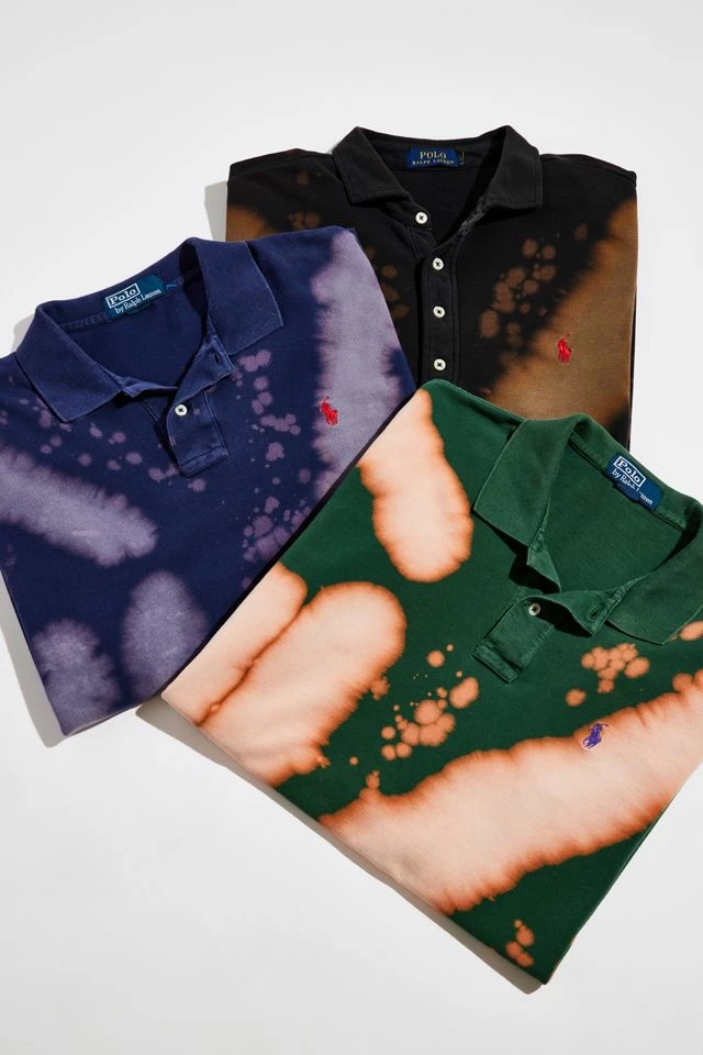 Wholesale ๐ Men's Urban Renewal Remade Bleach Splatter Long Sleeve Polo ๐ Shirt Dark ๐คฉ - Image 3